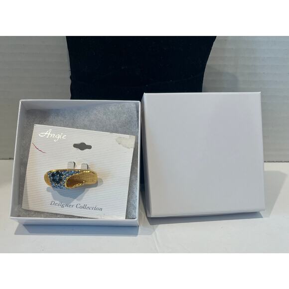 NWT Angie Designer Collection Blue Rhinestone Jeweled Slipper Sandal Brooch Pin - Picture 8 of 8